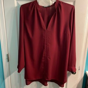 Eloquii Sheer Mandarin Collared Blouse